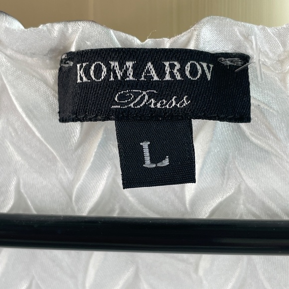 NEW Komarov Floral Print Chiffon Overlay Handkerchief Hem Dress, L - Picture 6 of 13